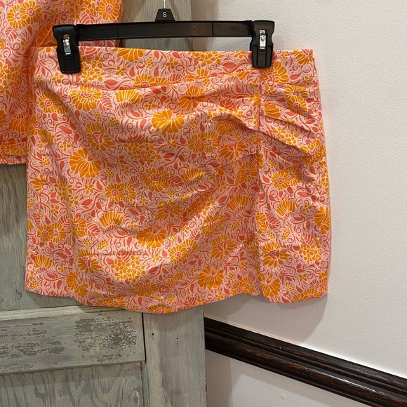 Zara Linen Blend Floral Crop Top And Mini Skirt Bloggers Favorite S/L - Picture 3 of 9